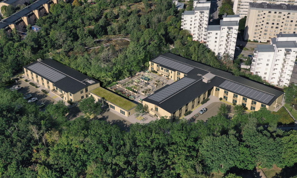 Skiss över äldreboende i Bredäng